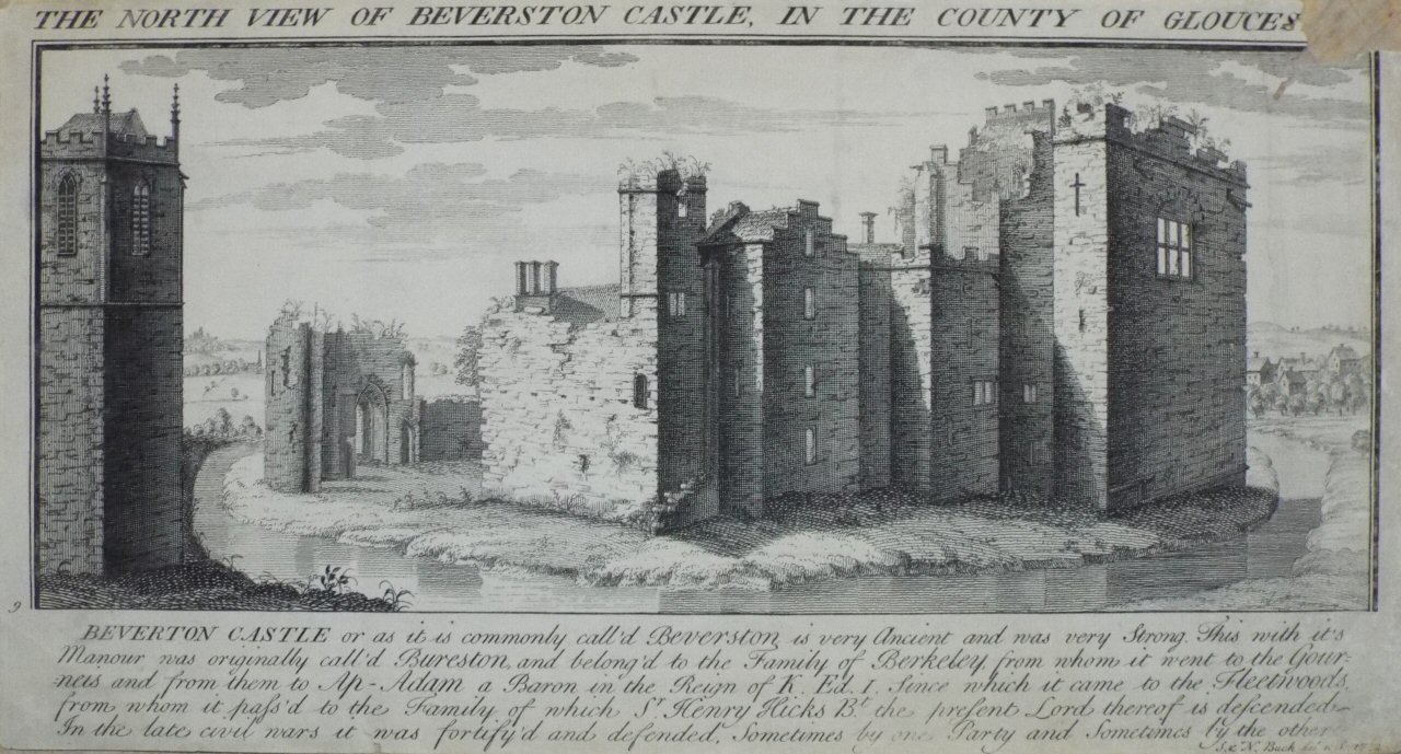 Print - The North View of Beverston Castle, in the County of Gloucester. - Buck